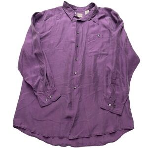 JT Beckett Mens 100% Silk Button Down Shirt Purple Long Sleeve Large NEW